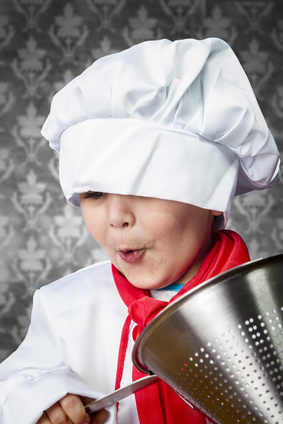a kid cooking