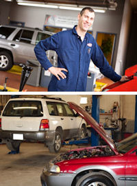 Mechanic & Cars In Garage