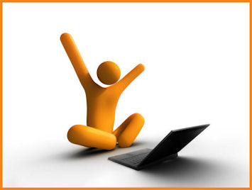 Sitting In Front Of A Laptop Shouting Hooray!