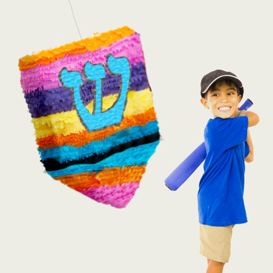 a pinata in the shape of a dreidel, sevivon, celebrating Januca