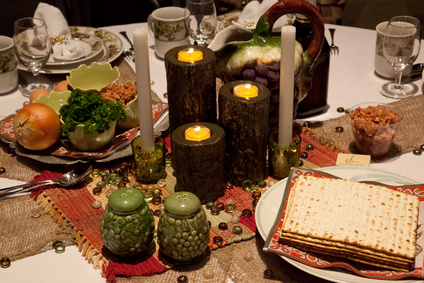 decorated seder table