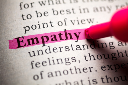 the word empathy highlighted in a book