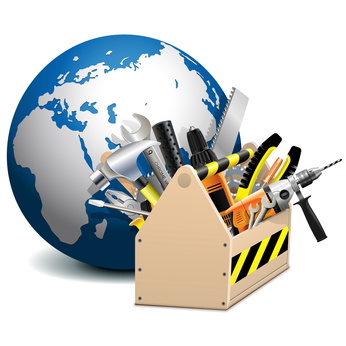 the world and a toolbox