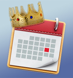 a calendar with a crown on top of it