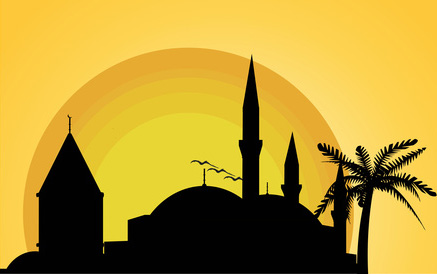 a silhouette of the city of Shushan
