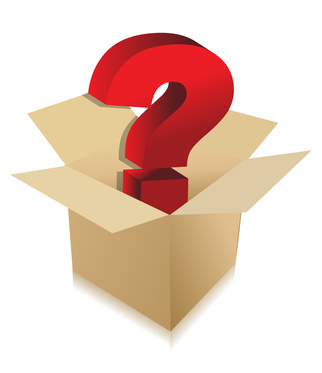 a carton and a question mark