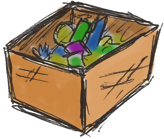 a box full of stuff